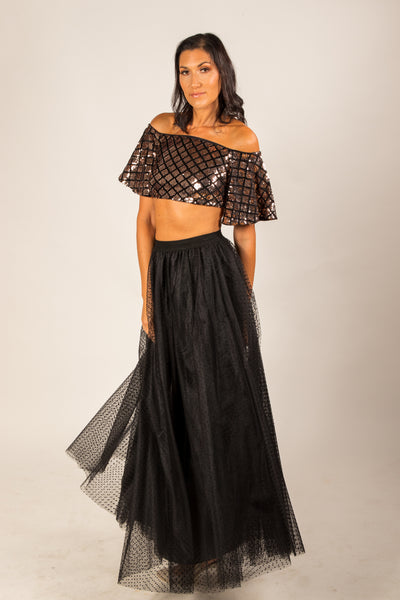 Gala Black Dotted Tulle Skirt - Limited Edition