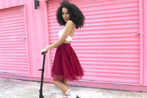 Over the Knee Cherry Red Tulle Skirt
