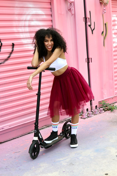 Over the Knee Cherry Red Tulle Skirt