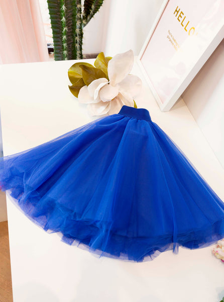 Over the Knee Electric Blue Tulle Skirt