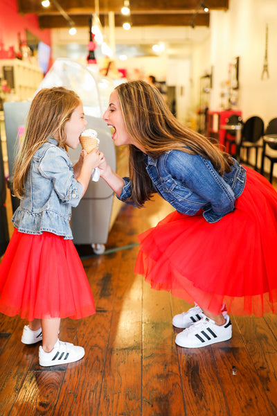 Over the Knee Red Tulle Skirt