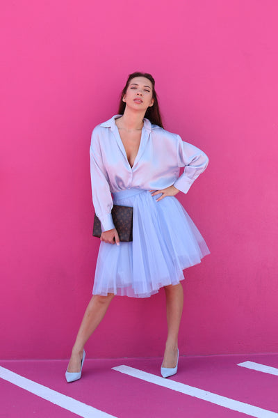 Over the Knee Baby Blue Tulle Skirt