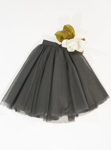 Midi Dark Gray Tulle Skirt