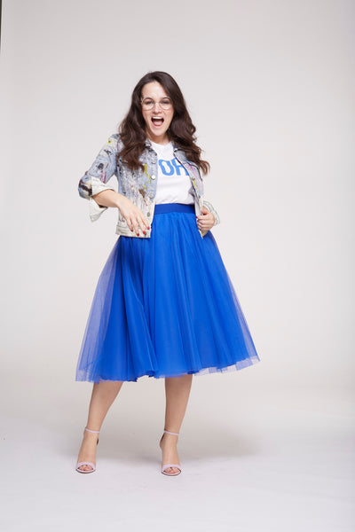 Midi Electric Blue Tulle Skirt