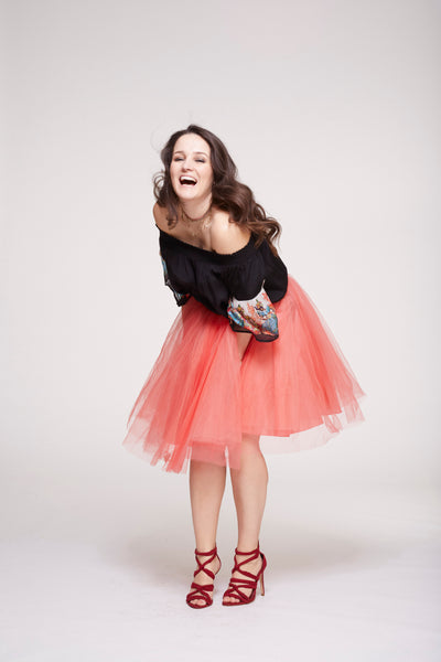 Over the Knee Coral Tulle Skirt