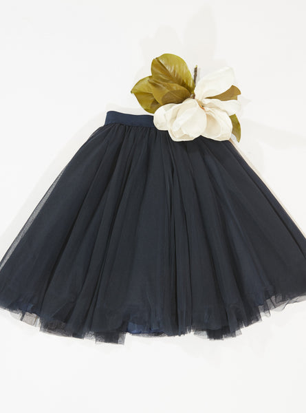 Midi Navy Blue Tulle Skirt