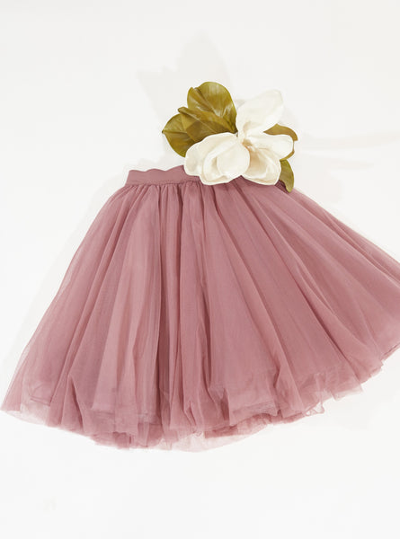 Over the Knee Vieux Rose Tulle Skirt