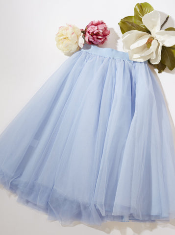 Midi Baby Blue Tulle Skirt