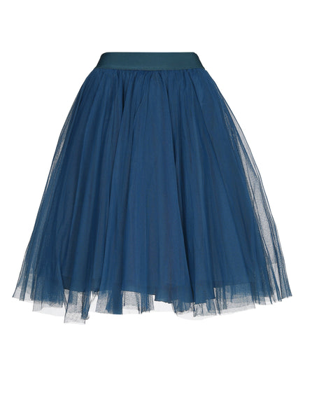 Midi Petrol Blue Tulle Skirt