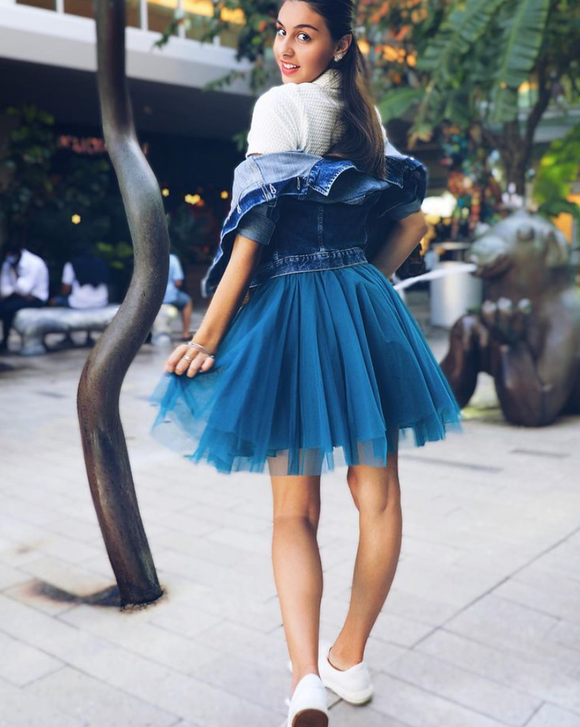 Mini Petrol Blue Tulle Skirt