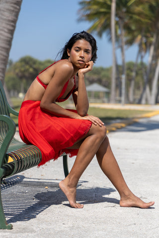 Mini Red Tulle Skirt